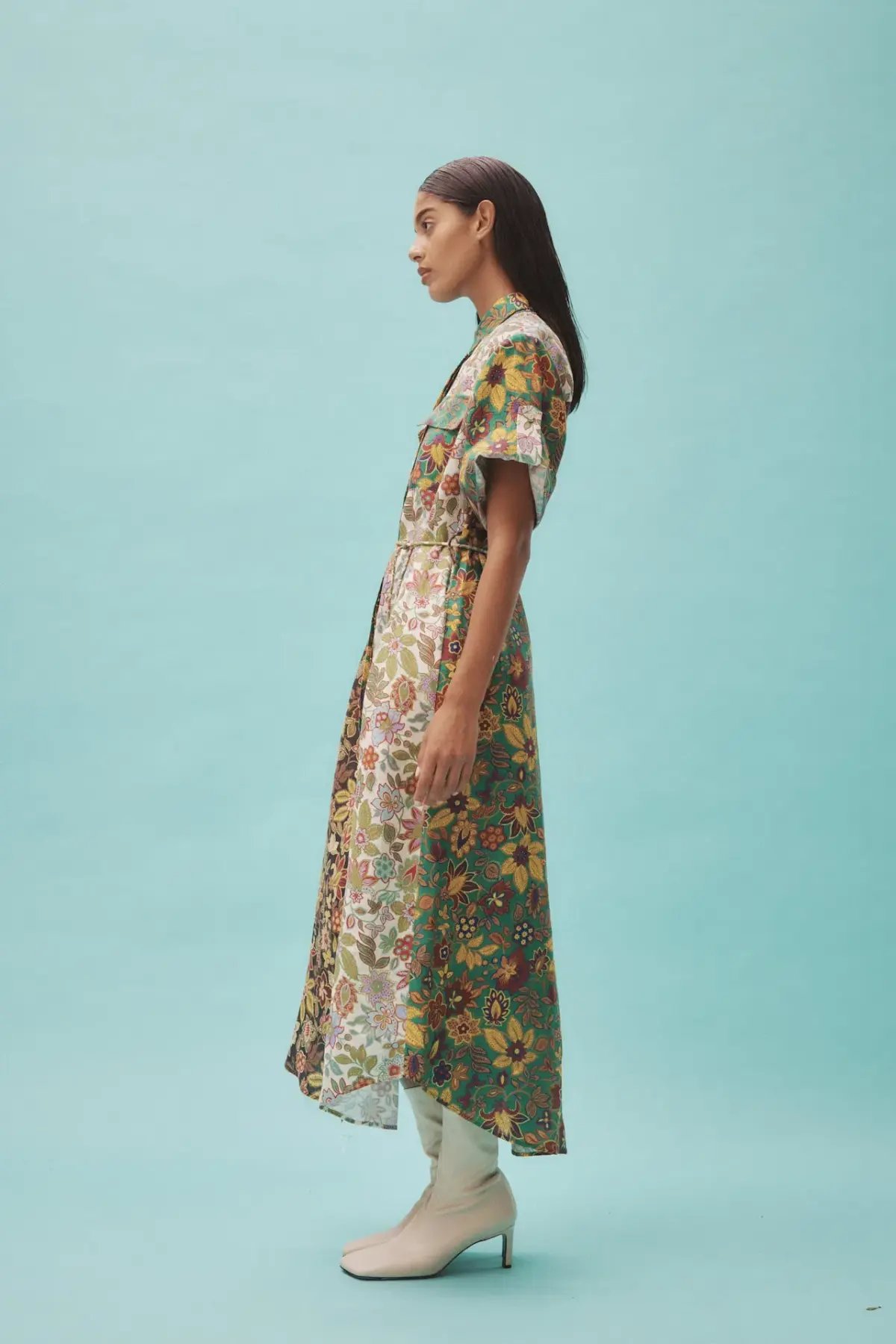 Alemais Isabella Patchwork Midi Shirt Dress Floral Size 8 photo 2