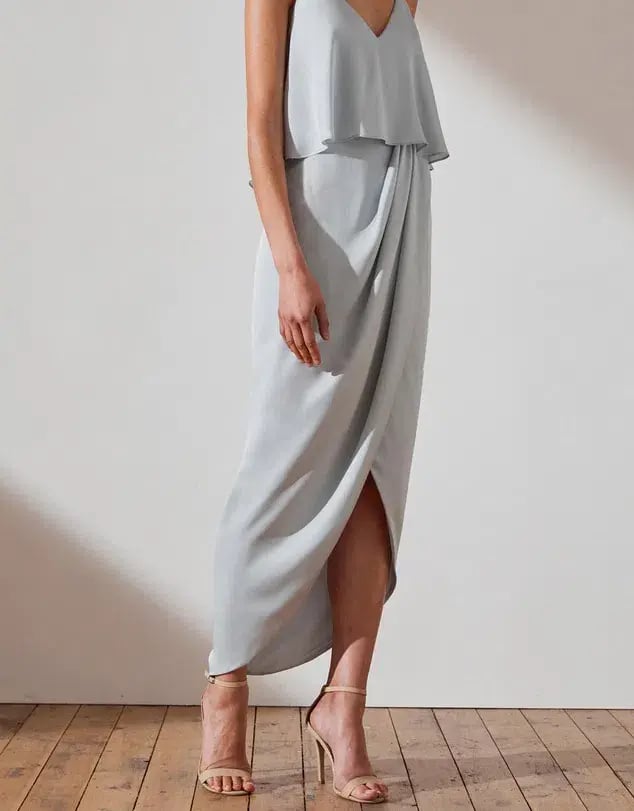 Shona Joy Luxe Draped Cocktail Frill Dress Cloud Size 10 photo 2