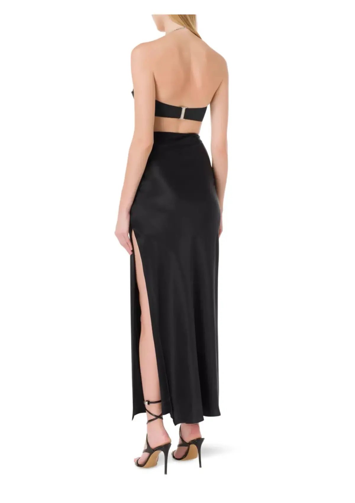Michael Lo Sordo Nomi Crystalline Wrap Halter Dress in Black Size 6 photo 3