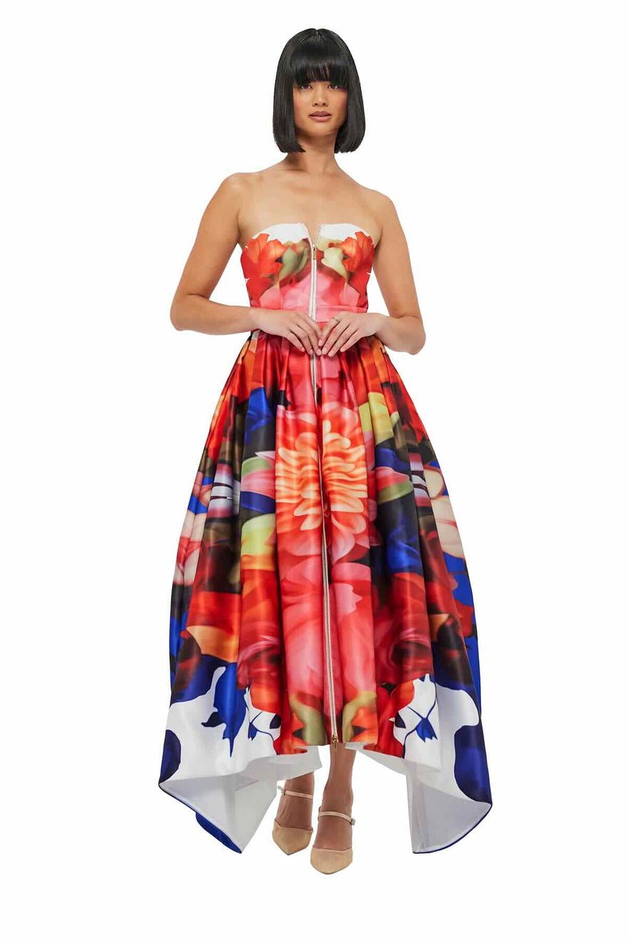 Leo Lin Norine Bustier Midi Dress - Kaleidoscope Print photo 3