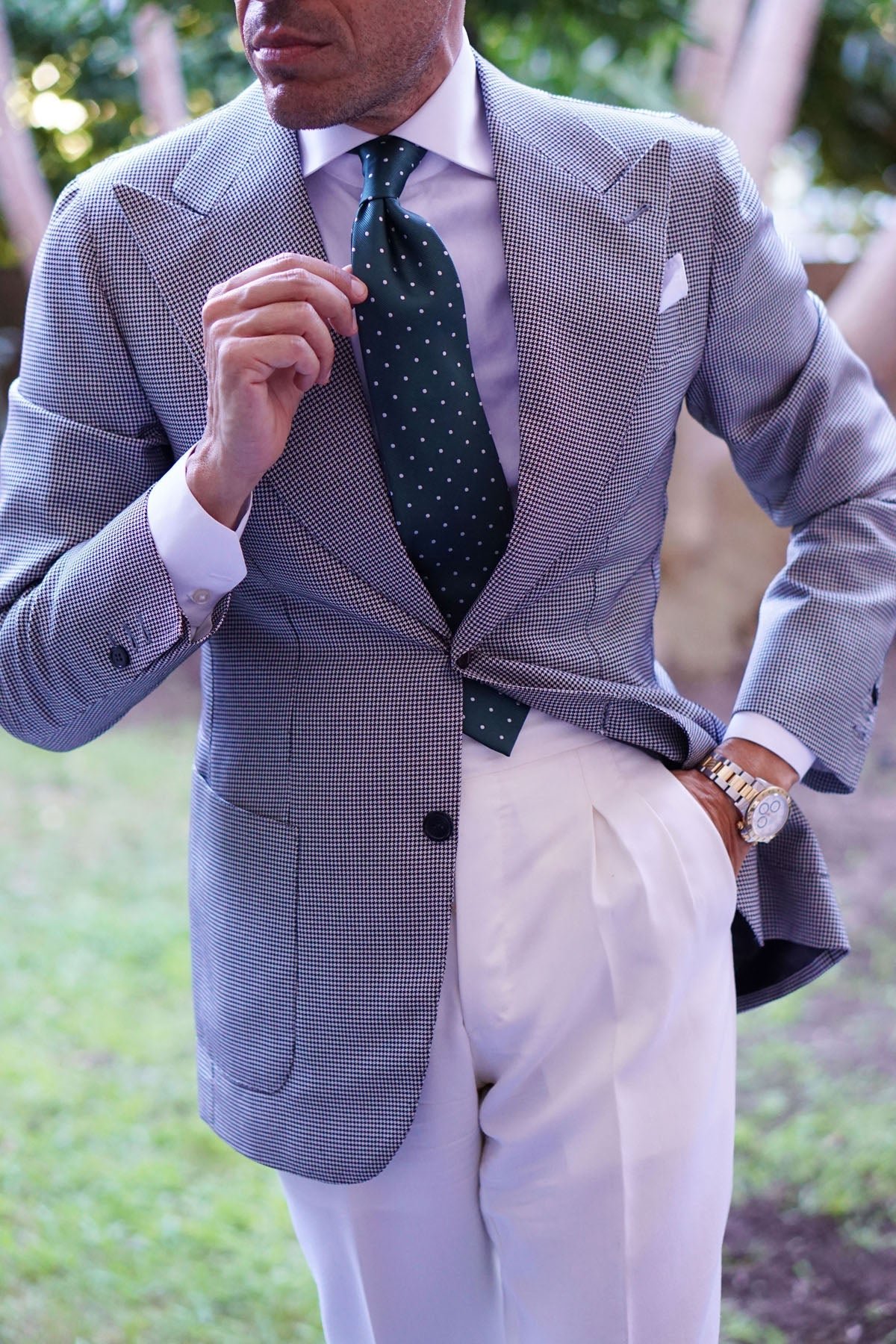 Otaa Dark Green Polka Dot Tie photo 2