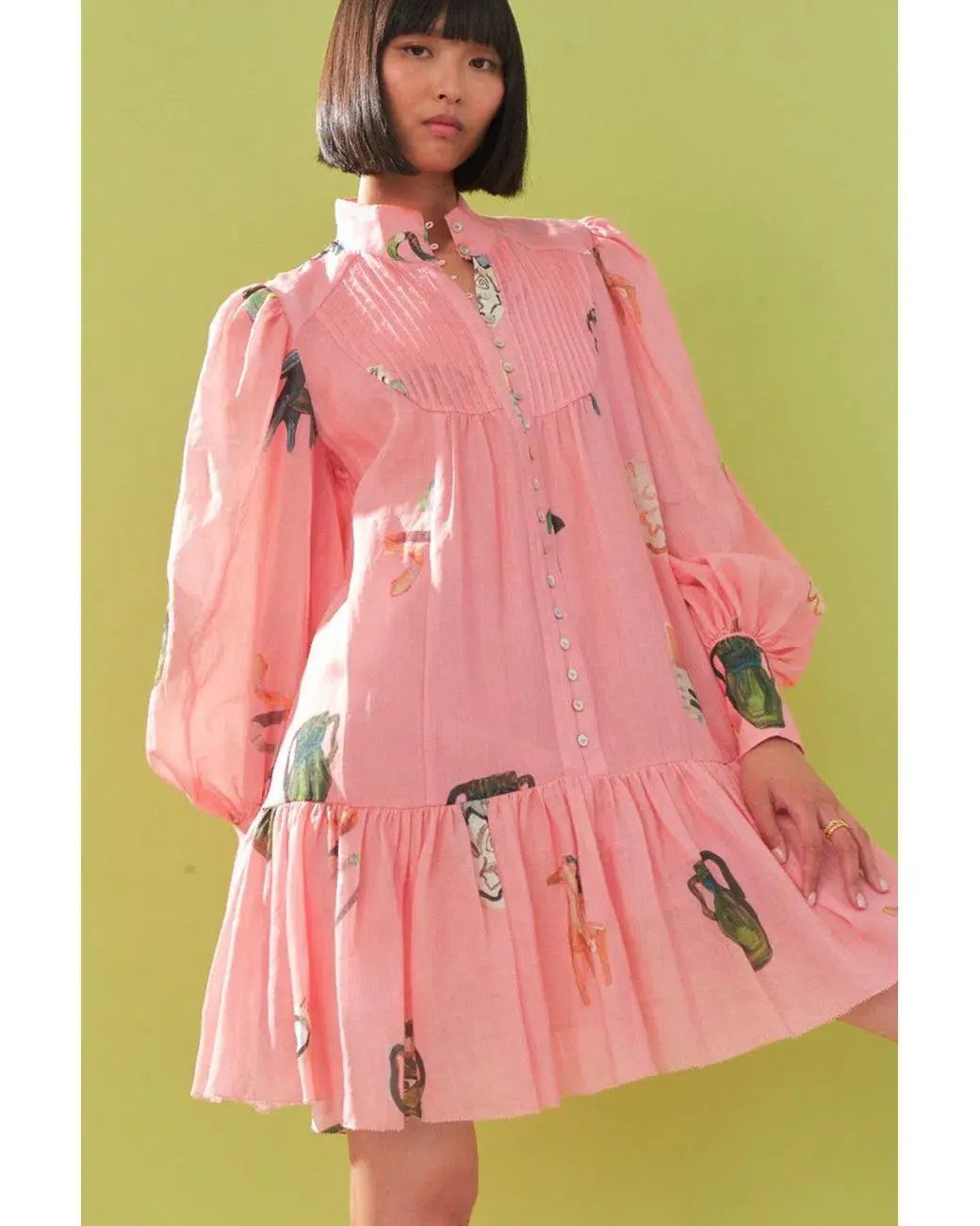 Alemais Cleo Smock Mini Dress Pink Size 8 AU photo 13