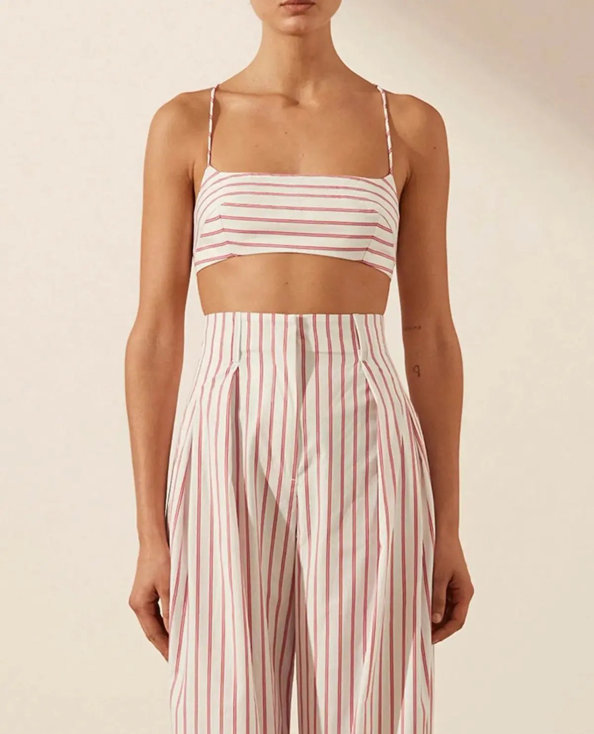 Shona Joy Tie Back Bralette & High Waist Pants Set Ribiero Size 6 photo 5