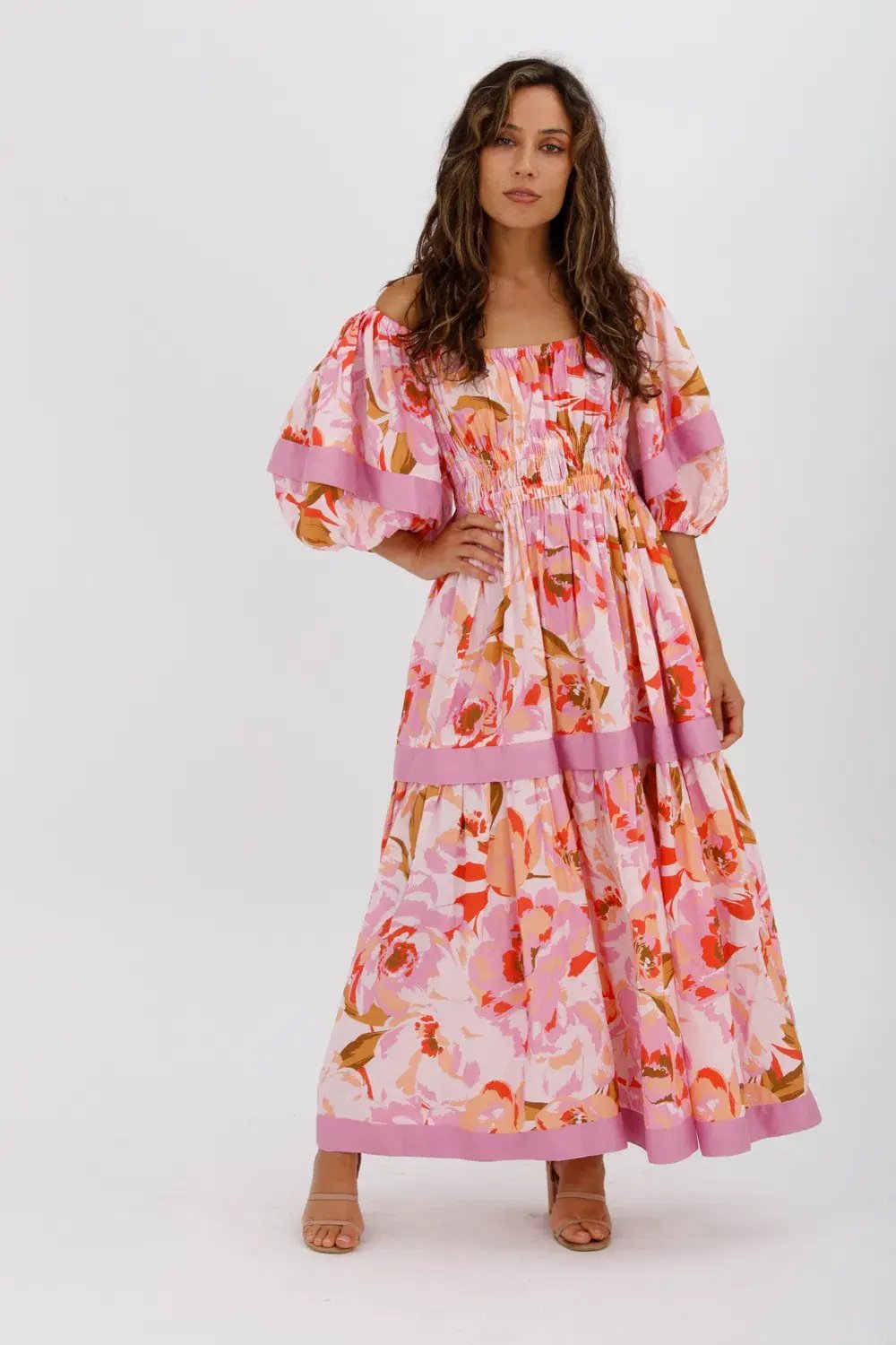Acler Wayland Short Sleeve Printed Midi Dress Pink Floral Size 8 photo 4