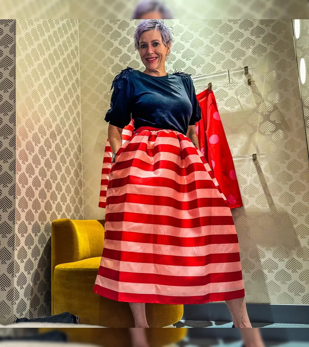 Kate Spade Awning Stripe Organza Midi Skirt Multi Size US 6 / AU10 photo 4