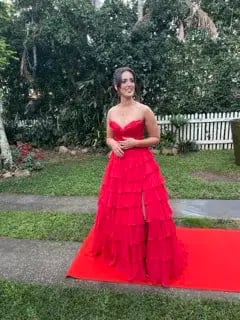 Sherri Hill 56911 Maxi Dress Red Size US 2 AU 6 photo 3