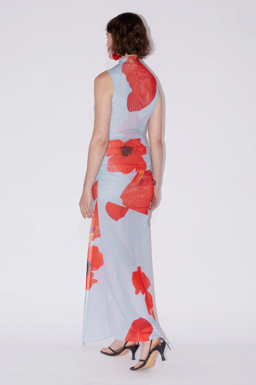 Saemdi Floral Printed Mesh Dress - Blue Multi photo 4