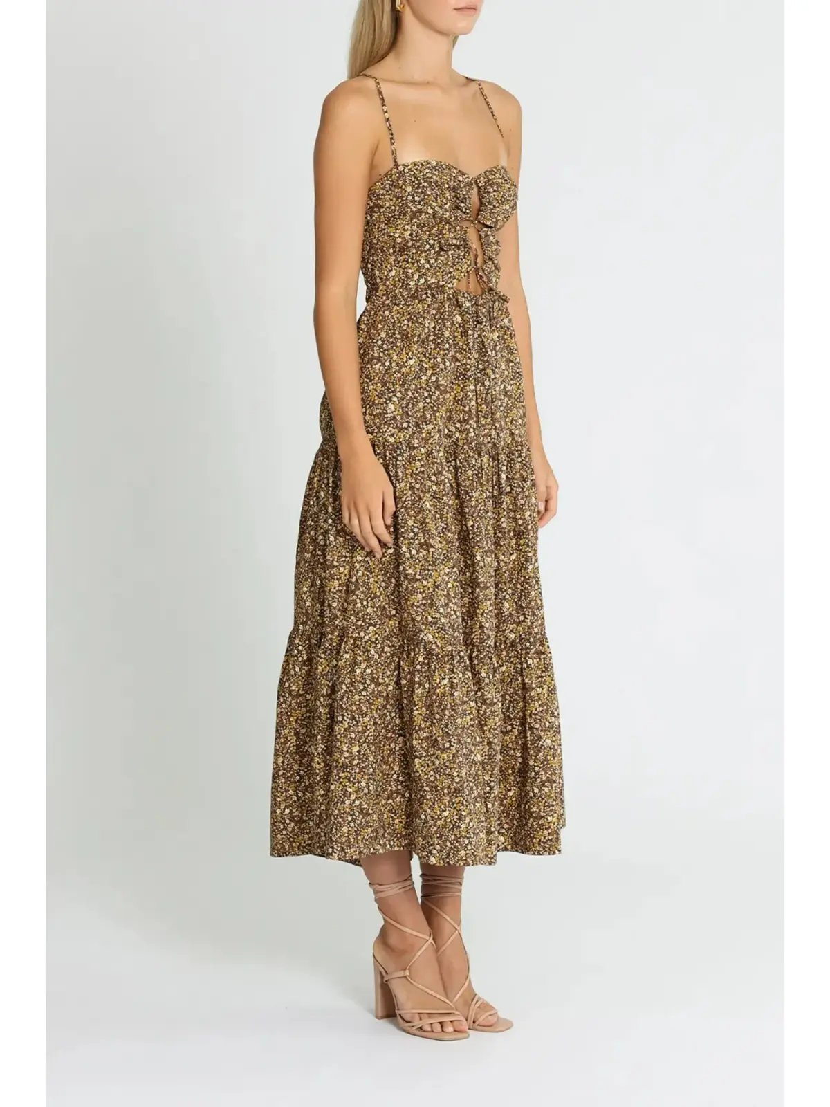 Shona Joy Lilou Backless Midi Dress Print Size AU 14 photo 2