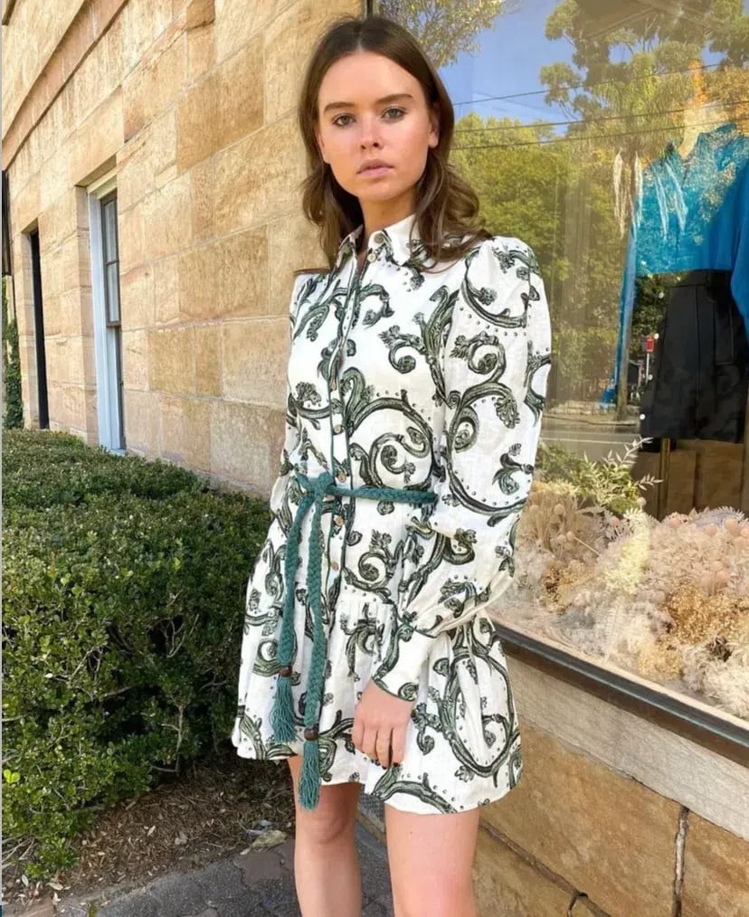 Kate Ford Zelie Short Shirt Dress Print Size 8 photo 5