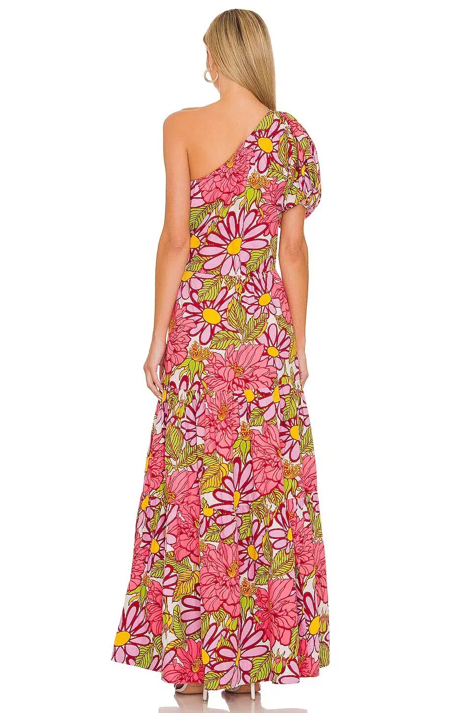 SWF Frida One Shoulder Puff Sleeve Maxi Dress Floral Size L / AU 14 photo 3