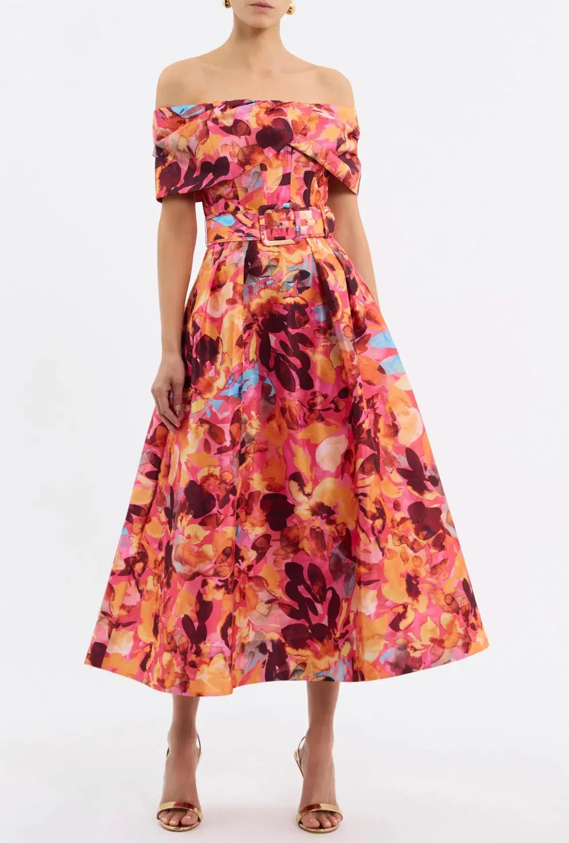 Rebecca Vallance Gardenia Midi Dress Pink Floral Size 12 photo 2