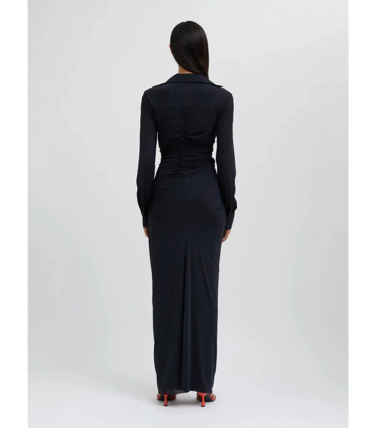 Christopher Esber Venus Plunge Maxi Shirt Dress Black Size AU 6 photo 3