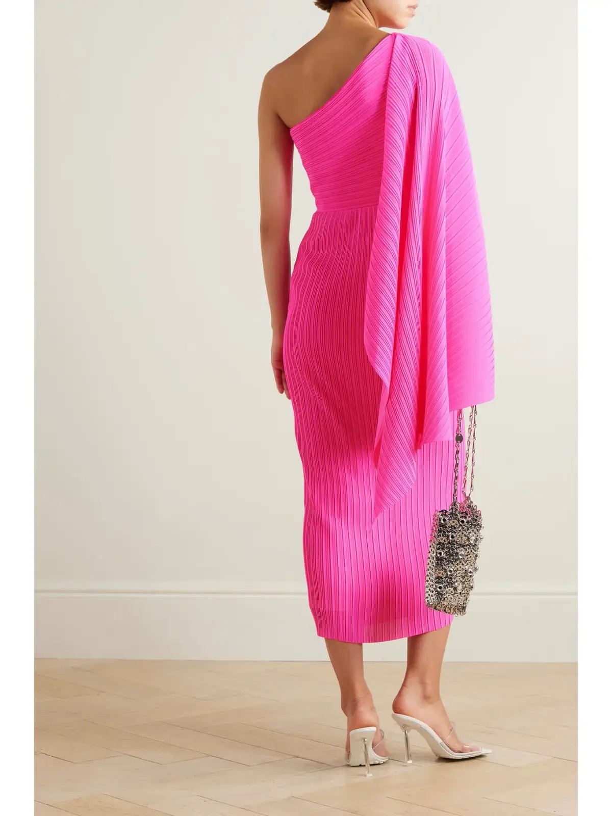 Solace London Lenna Lady One-sleeve Draped Midi Dress  Pink Size Au 8 photo 2