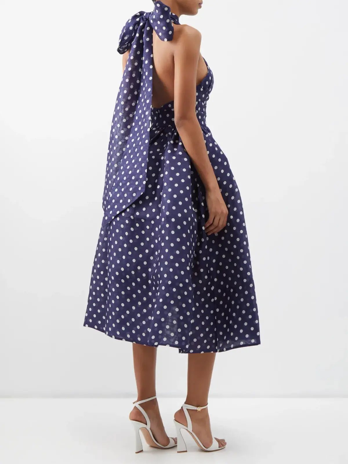 Zimmermann High Tide Halterneck Polka Dot Midi Dress Print Size 4 / Au 16 photo 4