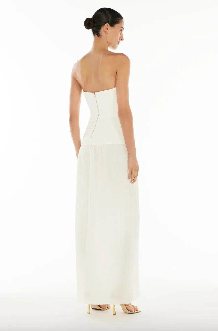 MANNING CARTELL DOUBLE TIME PLEAT STRAPLESS MAXI DRESS in WHITE AU 8 photo 3