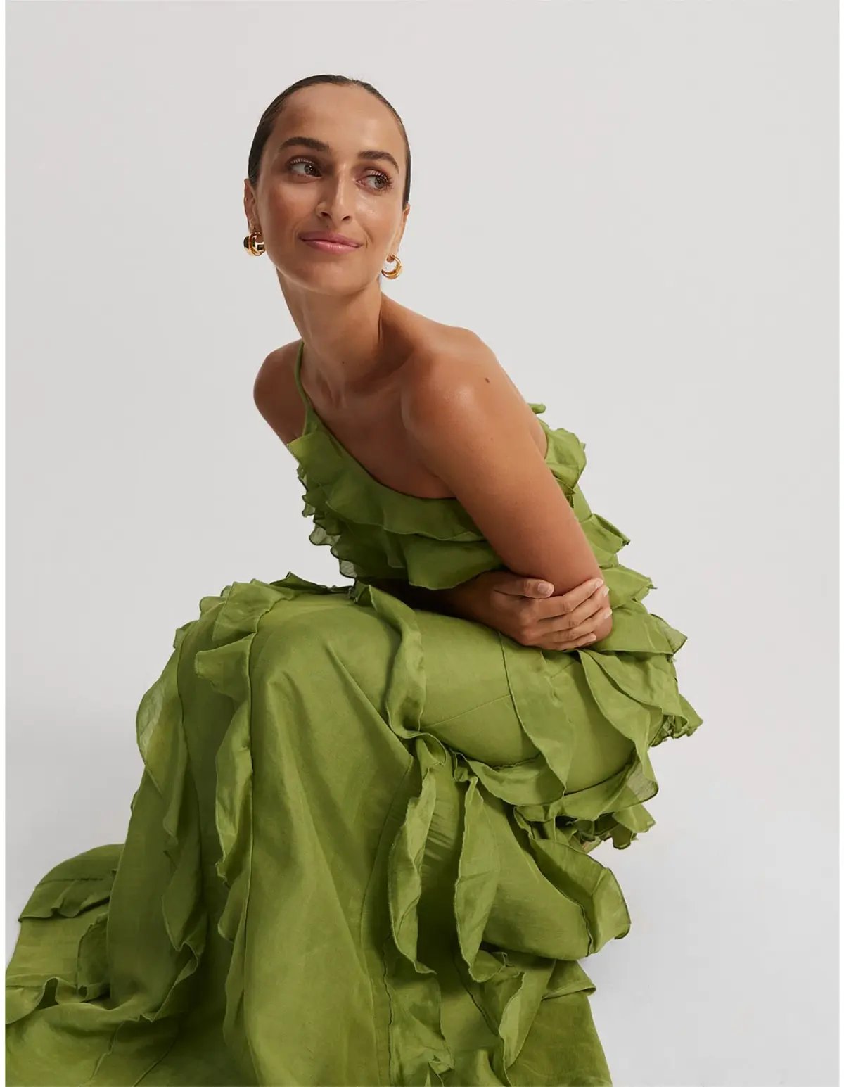 Country Road Cactus Ruffle Maxi Dress Green Size 4 photo 4