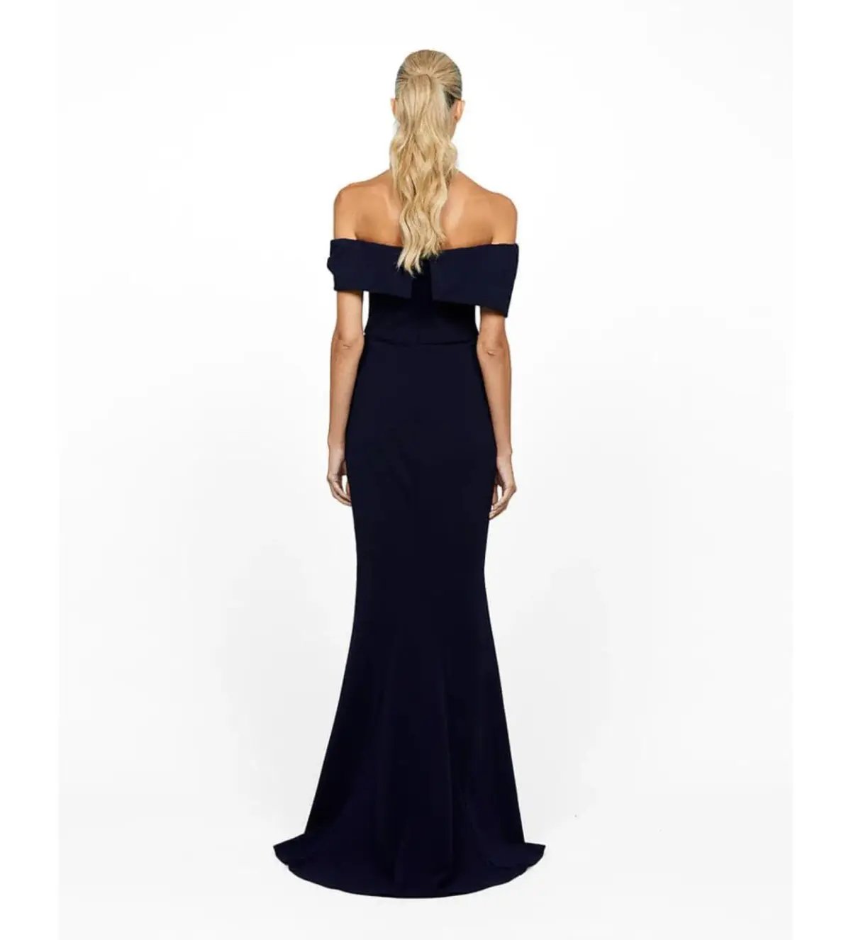 Bariano Candlelight Off Shoulder Maxi Gown Navy Size 12 photo 3
