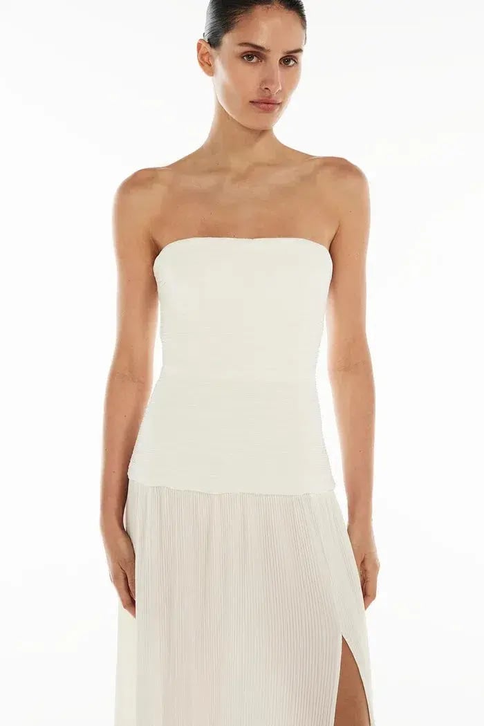 Manning Cartell Double Time Pleat Strapless Maxi White Size AU 6 photo 3