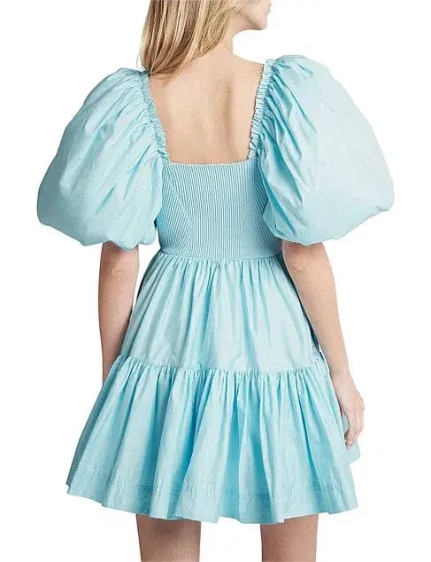 Aje Casa Puff Sleeve Mini Knit Dress Ice Blue Size 12 photo 5