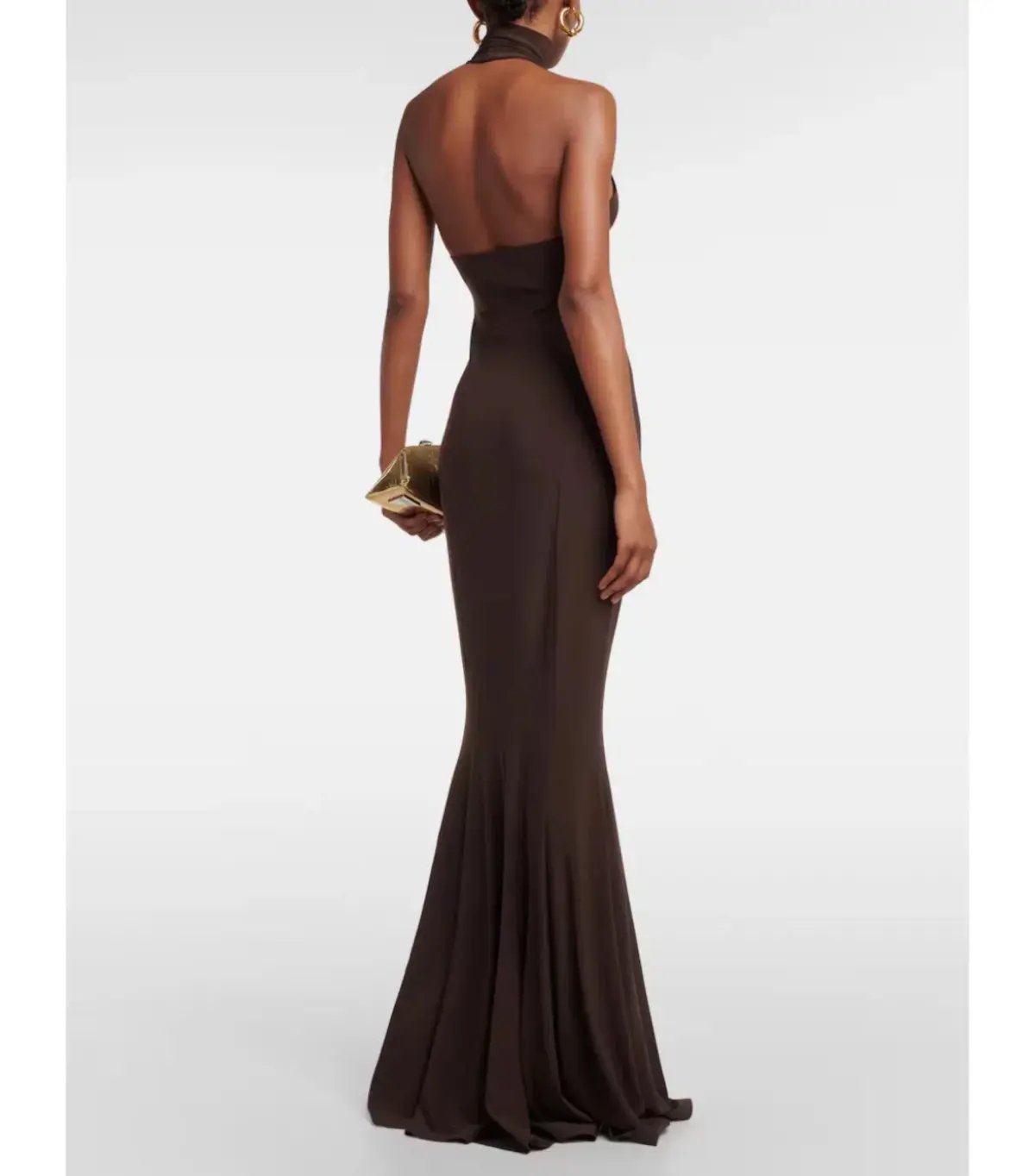 Norma Kamali Turtleneck Jersey Gown Chocolate Size AU 8 photo 3