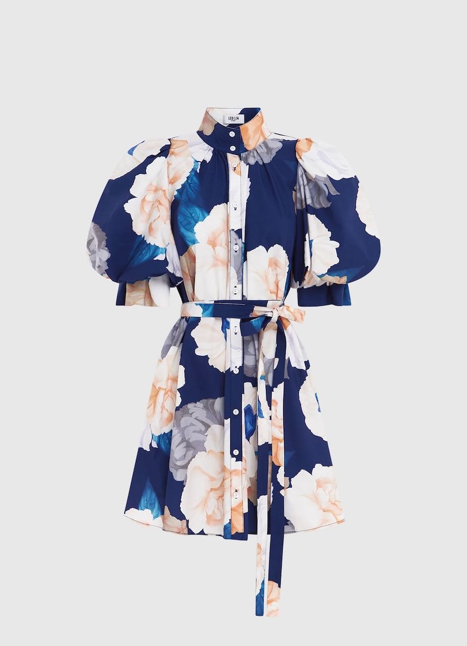 LEO LIN ELI MINI DRESS - ROSEBUD PRINT IN NAVY photo 6