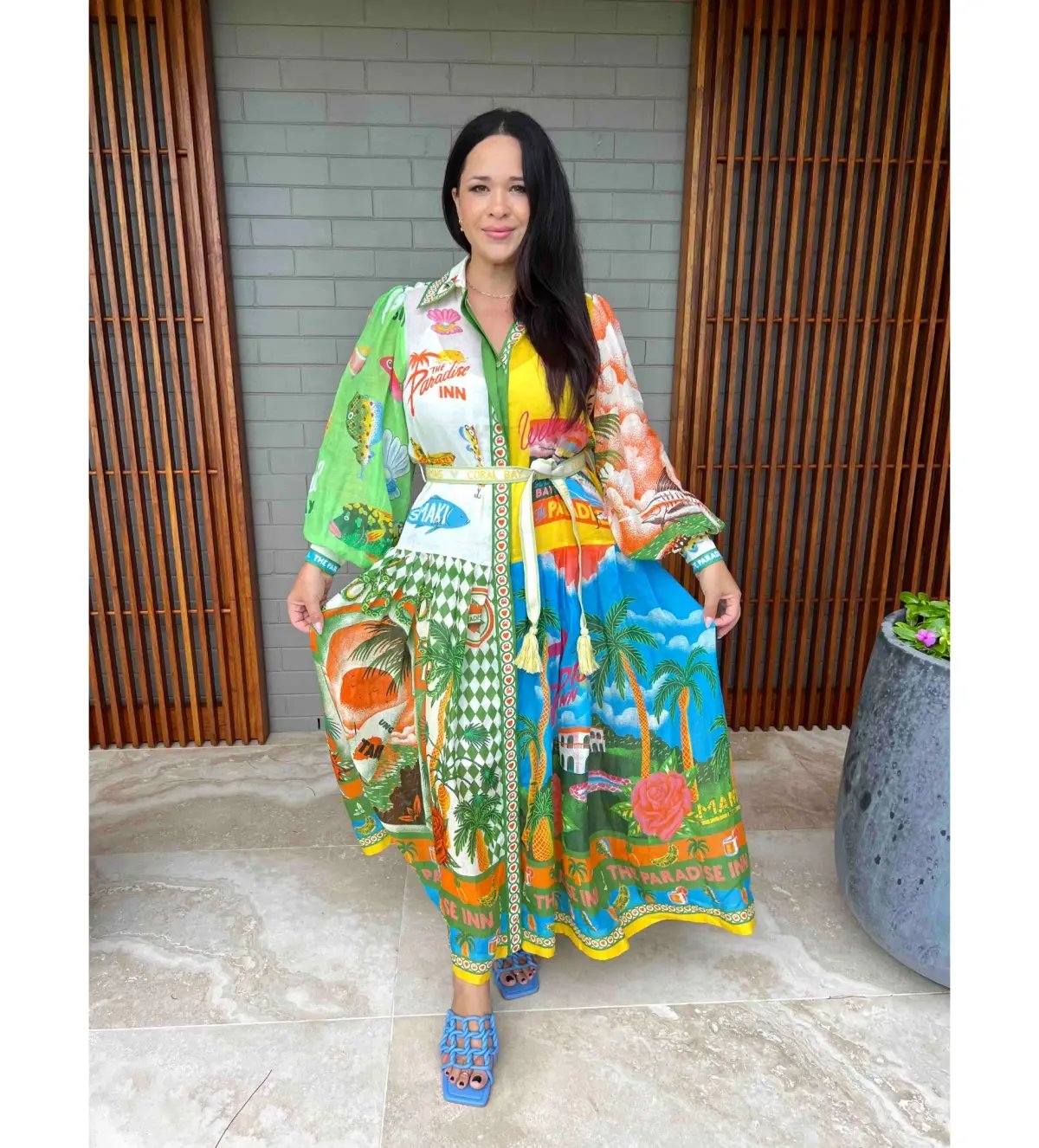 Alemais Paradiso Midi Shirtdress Multi Print Size 16 photo 4