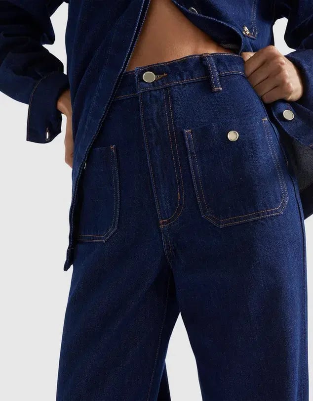Seed Heritage Denim Classic Shirt Size 6 & Pocket High Waisted Jeans Size 10 Set Neptune Wash photo 6