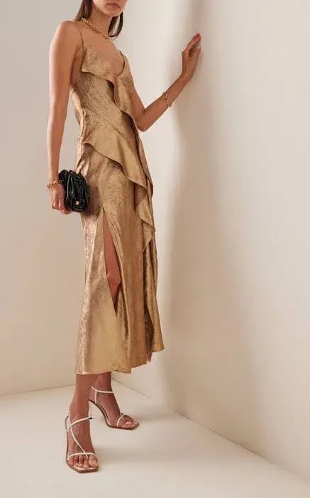 Acler Queensbridge Gold Midi Dress | Size AU 10 UK 10 US 6 photo 2