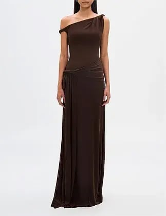 MISHA Sisal Mesh Maxi Dress Espresso Size 8/S photo 6