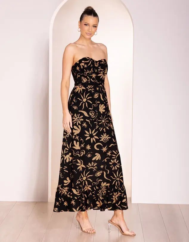 Pilgrim Raegan Strapless Midi Dress Print Size 18 photo 2