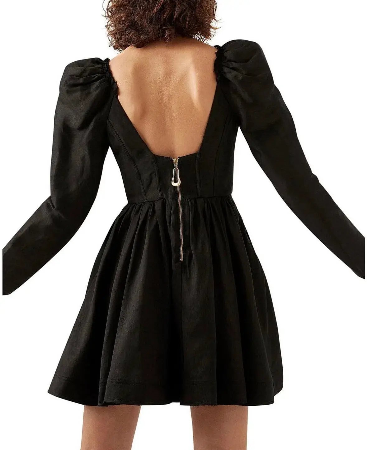 Aje Fleur Corset Long Sleeve Mini Dress in Black Size AU 6 photo 4