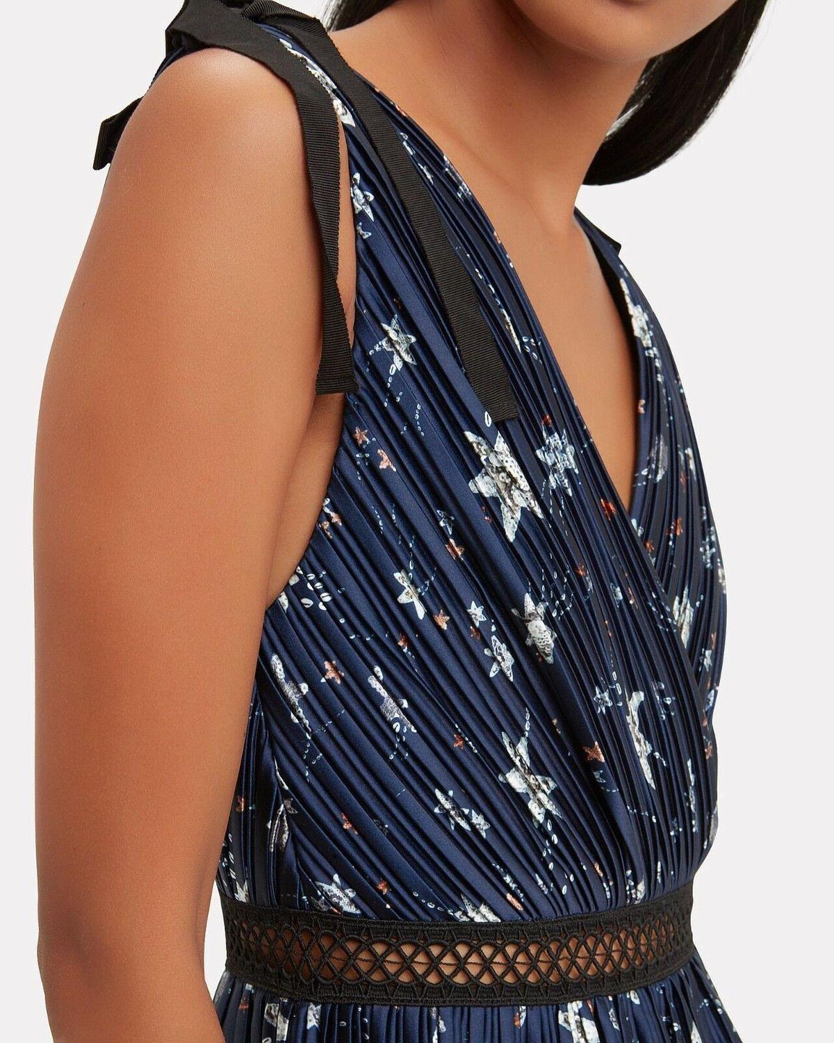Self Portrait Star Satin Printed Midi Dress photo 5