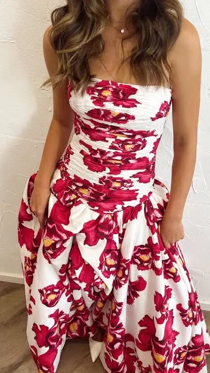 AJE Behold Maxi Dress Red Floral Size AU 16 photo 4