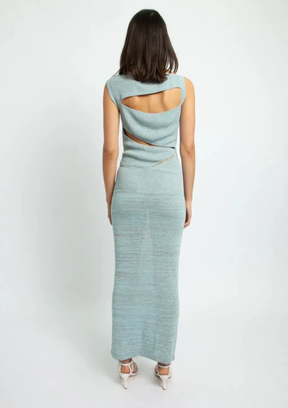 Christopher Esber Slashed Knit Mini Dress Blue Size AU 6 photo 3