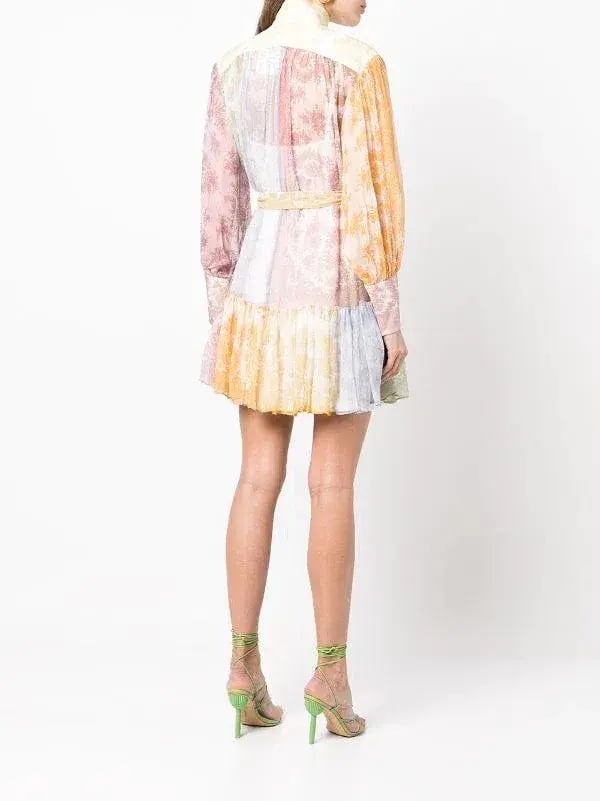 Zimmermann Dancer Lantern Mini Dress Spliced Lace Print AU 10 photo 3