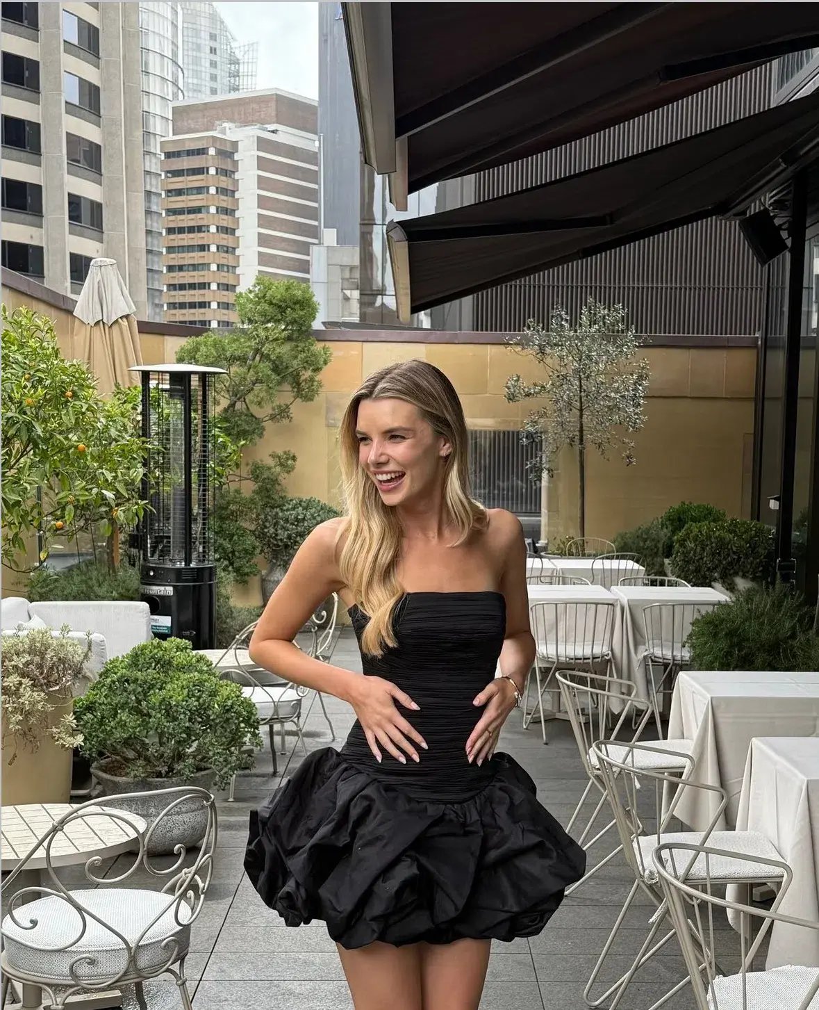 Aje Violette Bubble Hem Mini Dress Black Size 8 photo 3