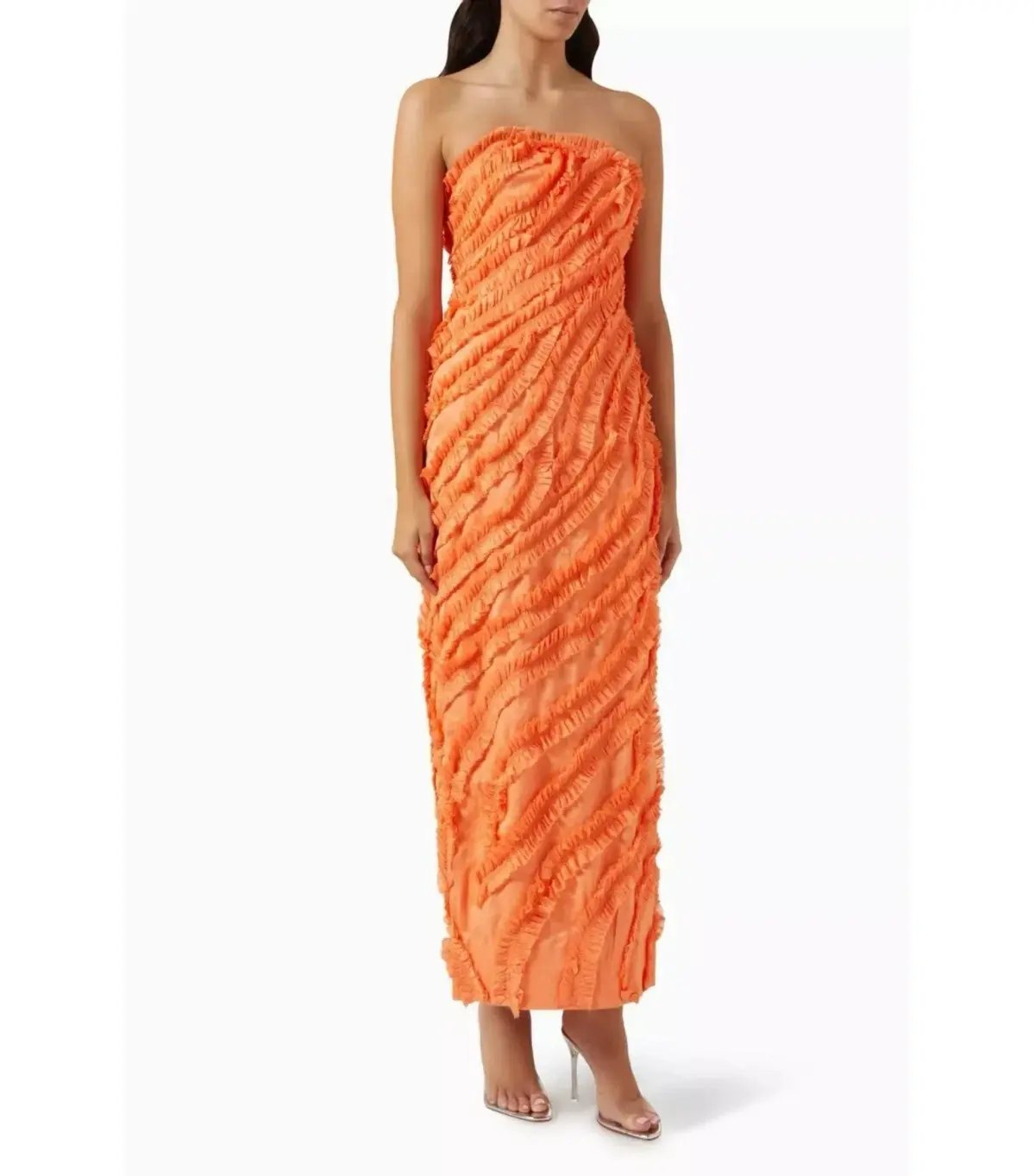Aje Terrene Frill Maxi Dress Orange Size AU 14 photo 2