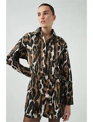 Aje Sienna Shirt Dress Animal Print Size 6 photo 2