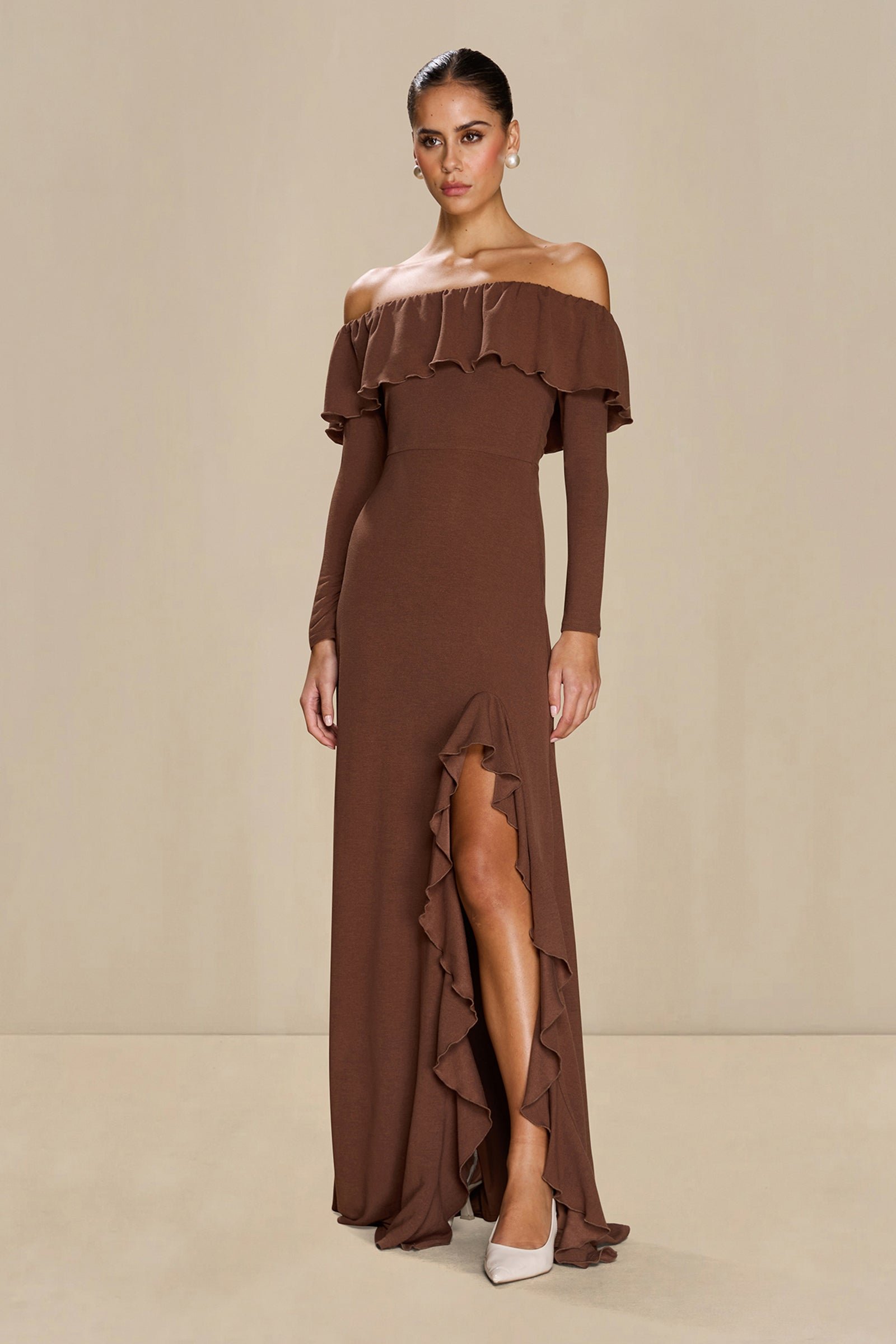 SONYA ARIA RUFFLE DRESS - ESPRESSO photo 5