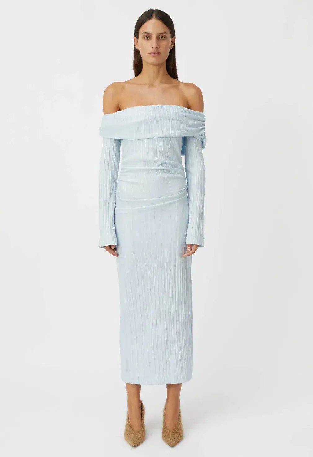 Camilla & Marc Shaw Off Shoulder Dress Sky Blue Size 8 photo 4