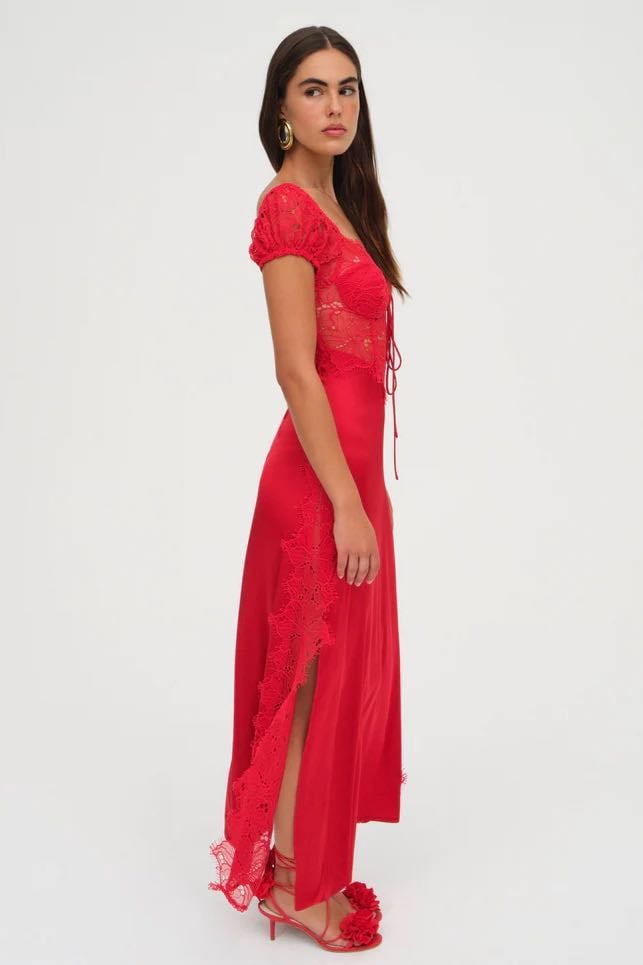 FOR LOVE & LEMONS CASEY MAXI DRESS - RED photo 3