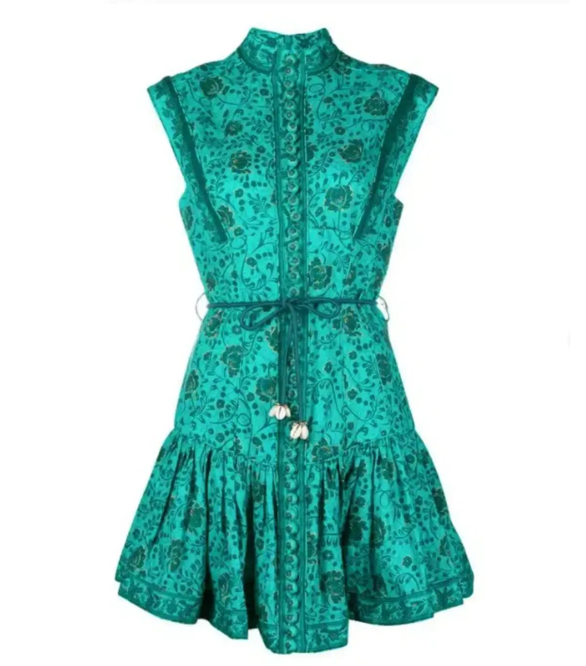 Zimmermann Lulu Panelled Flip High Neck Mini Dress Jade Floral Print Size 1 / AU 10 photo 6