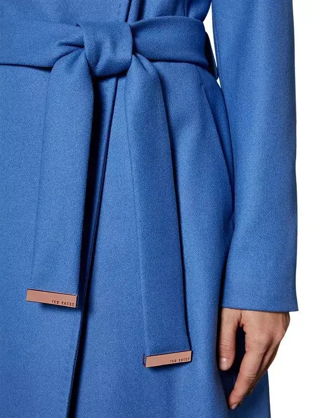 Ted Baker Sandra Wool Blend Wrap Coat Mid Blue Size 1 / Au 8 photo 5