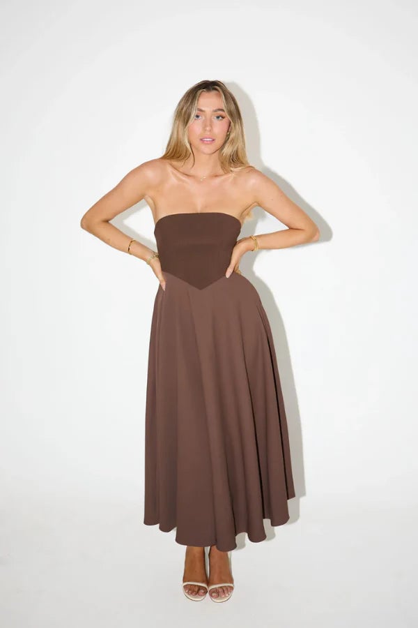 ODD MUSE THE ULTIMATE MUSE STRAPLESS MIDI DRESS - BROWN photo 4