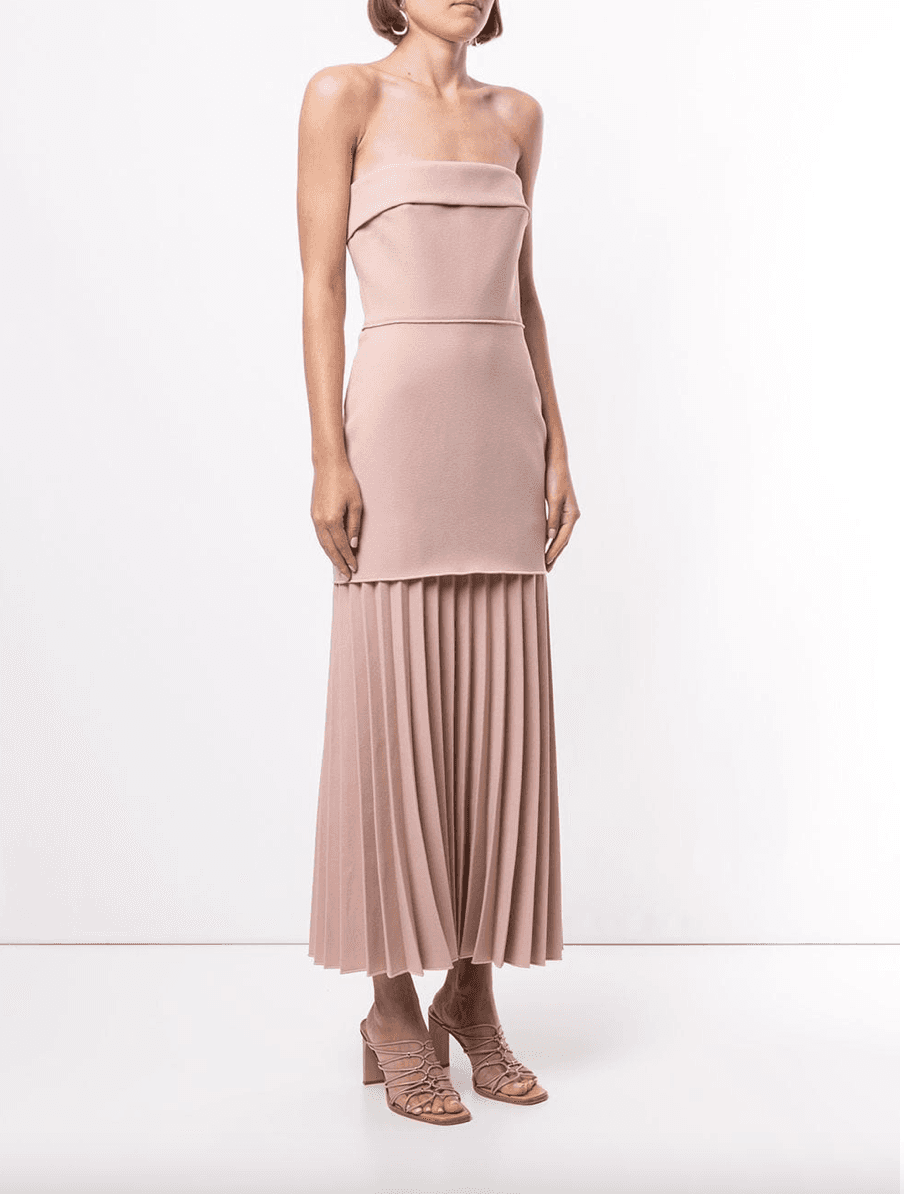 Dion Lee Linear Crepe Pleated Midi Dress Pink Size 6 photo 3