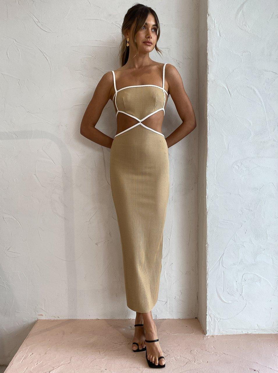 Bec and Bridge Coyote Midi Dress Camel Size 10 photo 4