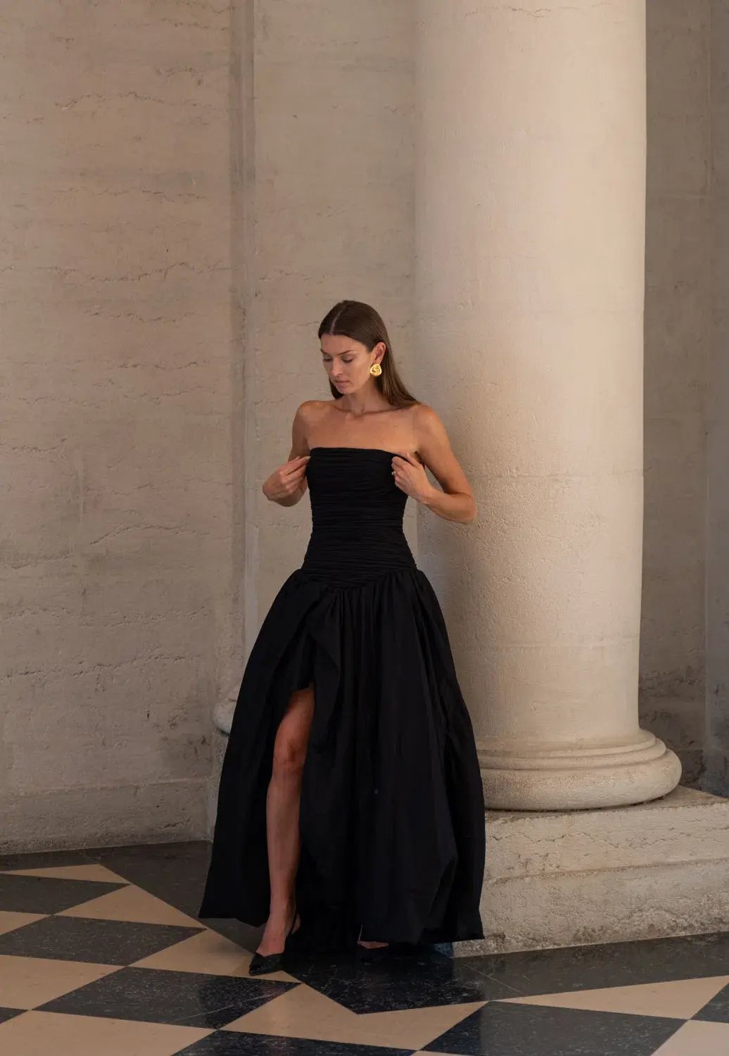 Aje Violette Bubble Hem Maxi Dress Black Size AU 8 photo 2
