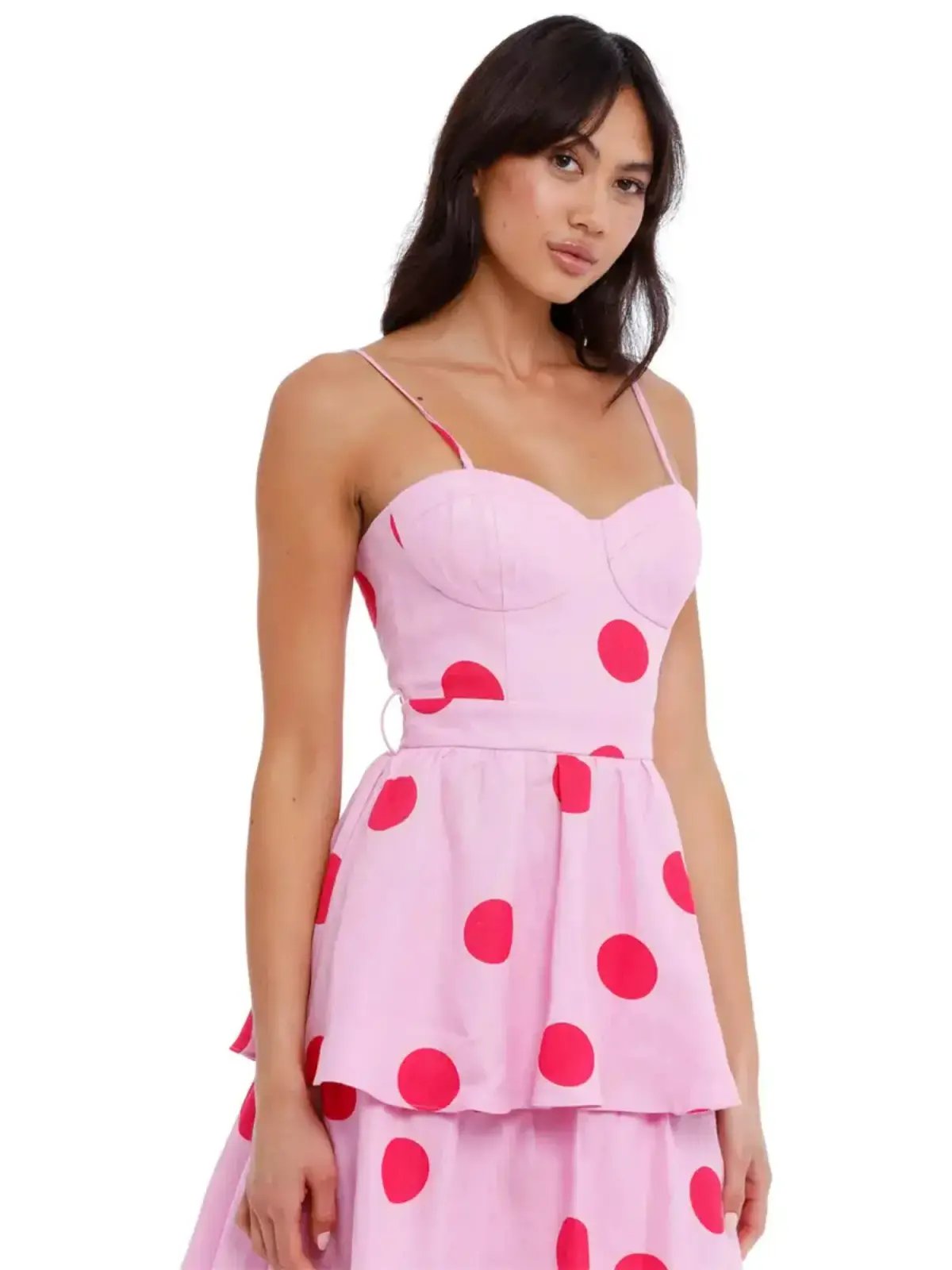 Rebecca Vallance Dalia Midi Dress in Pink Polka Dot Size AU 10 photo 2