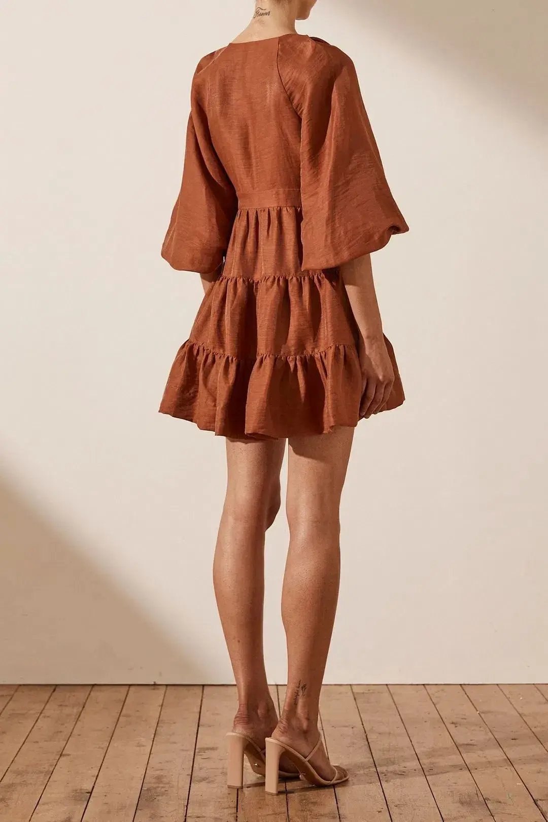 Shona Joy Elsa Wrap Mini Dress Burnt Red Size 8 photo 2