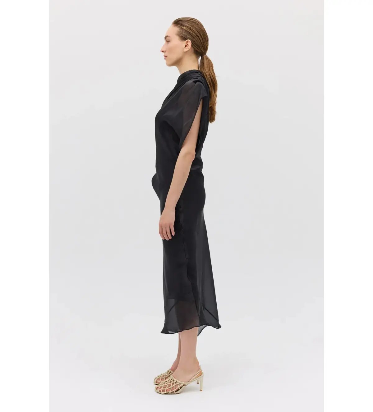 Bianca Spender Liquid Organza Decode Midi Dress Black Size AU 8 photo 3